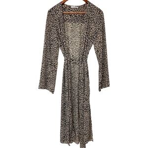 E.ssue | Maxi Tie Kimono Long Sleeve in Leopard Print - Size Medium